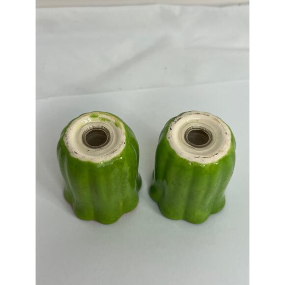 Vtg Red & Blue Hibiscus Salt & Pepper Shaker Set Ceramic 2.5 in - Picture 7 of 7